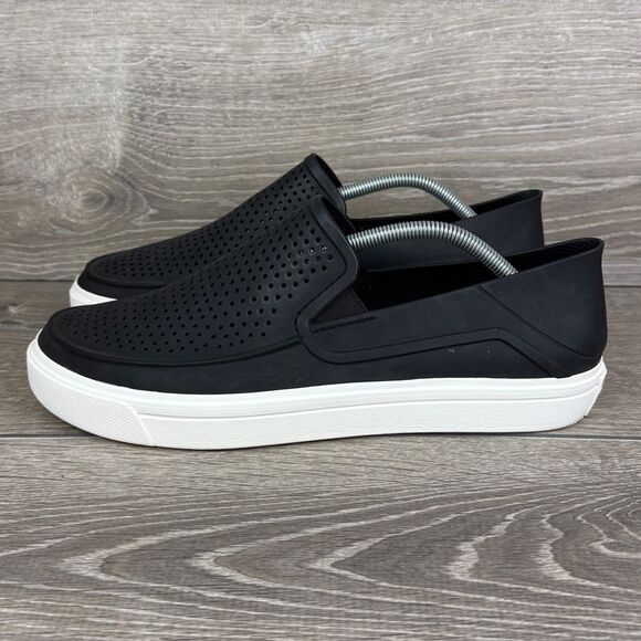Crocs Citilane Roka Perforated Men's Sz 11 Black Rubber Slip-On Loafers - Picture 3 of 10